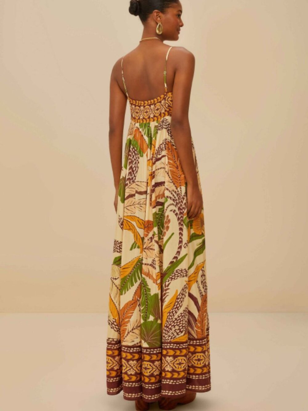 FarmRio | Sand Foliage Sketch Maxi Dress - Picture 2 of 4